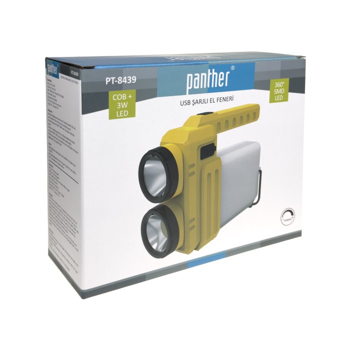 PANTHER USB ŞARJLI SOLAR EL FENERİ